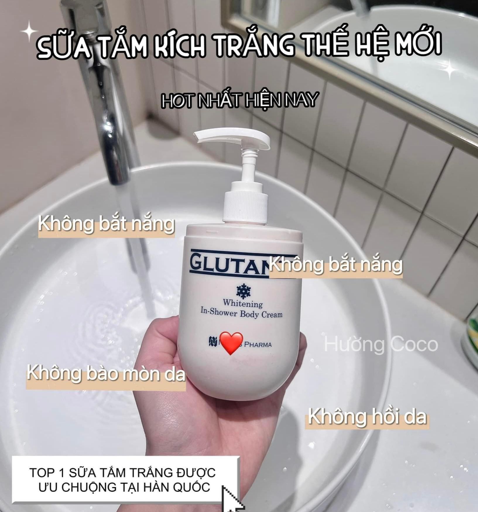 Sữa tắm dưỡng trắng body glutanex 300ml - kem tắm kích trắng cấp tốc, chống nhăn da body, dưỡng ẩm, sáng mịn