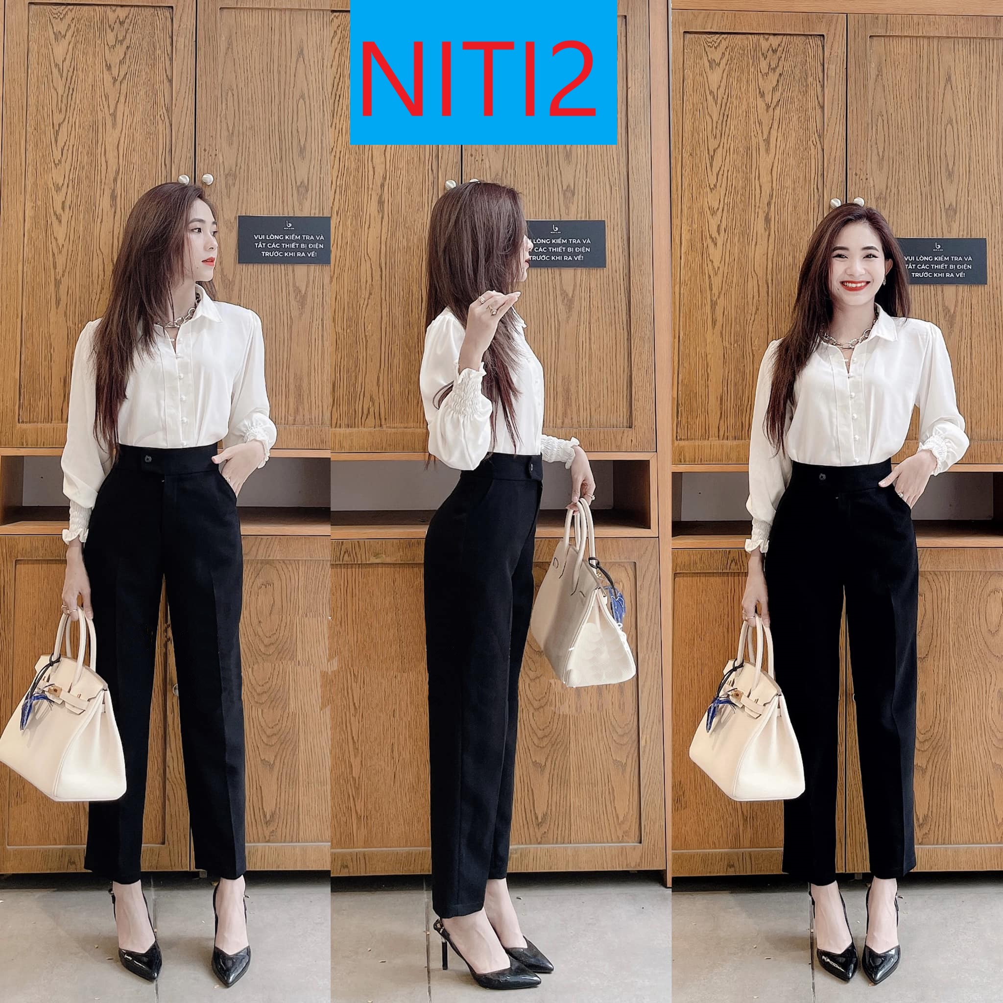 [ NÚT NGANG ] QUẦN TÂY NỮ NÚT NGANG LƯNG CAO HỌC SINH, QUẦN ÂU HỌC SINH NỮ, QUẦN TÂY NỮ ĐI HỌC ĐEN LƯNG CAO, CHẤT VẢI ĐẸP CAO CẤP NITI2