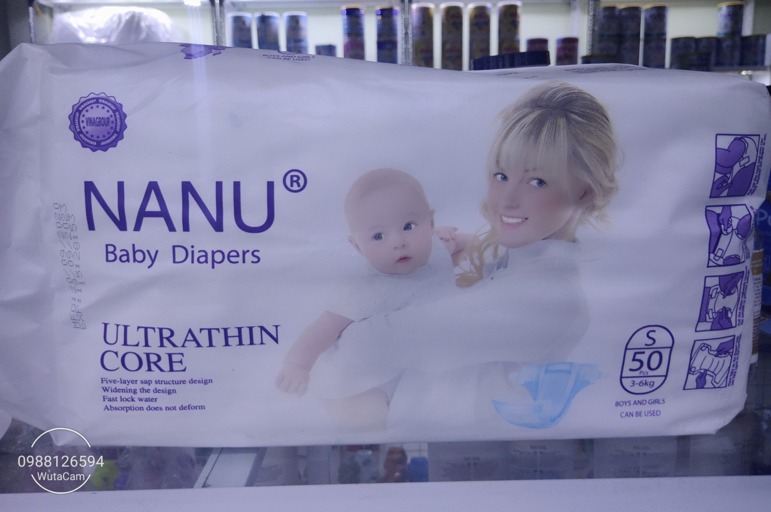 Bỉm quần và dán NANU size S/M/L/XL/XXL 50 miếng
