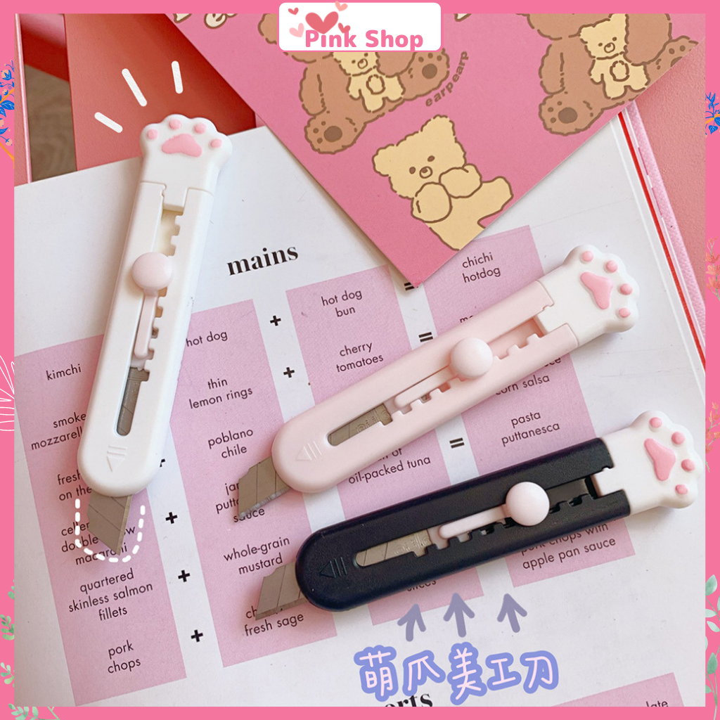 Dao rạch giấy PinkShop hình chân mèo dễ thương kích thước mini