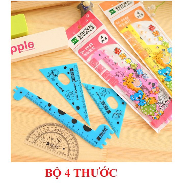 Bộ 4 thước kẻ hình học