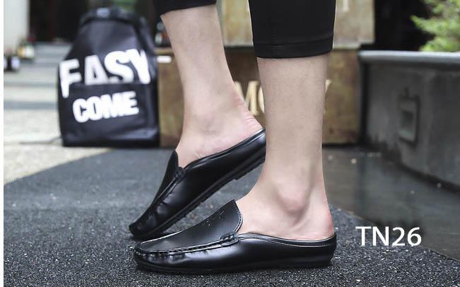 Giày Nam 💝FREESHIP💝 GIày Lười Kiểu Hở Gót Phong Cách Ôm Chân [ Màu Đen - TN26 ]
