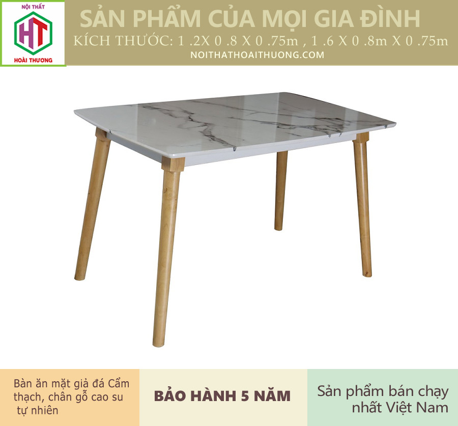 [HCM]Bàn Gỗ 1.2M Phòng ăn HT0512DG MẶT GIẢ ĐÁ CẨM THẠCH