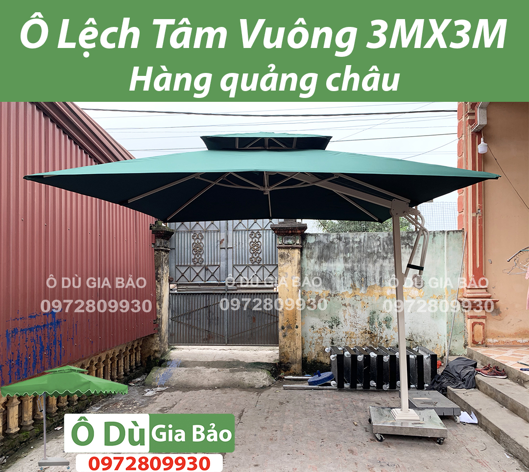 Ô Dù Lệch Tâm Vuông 3MX3M hàng nhập khẩu cao cấp ( Đã bao gồm chân đế chưa bê tông)