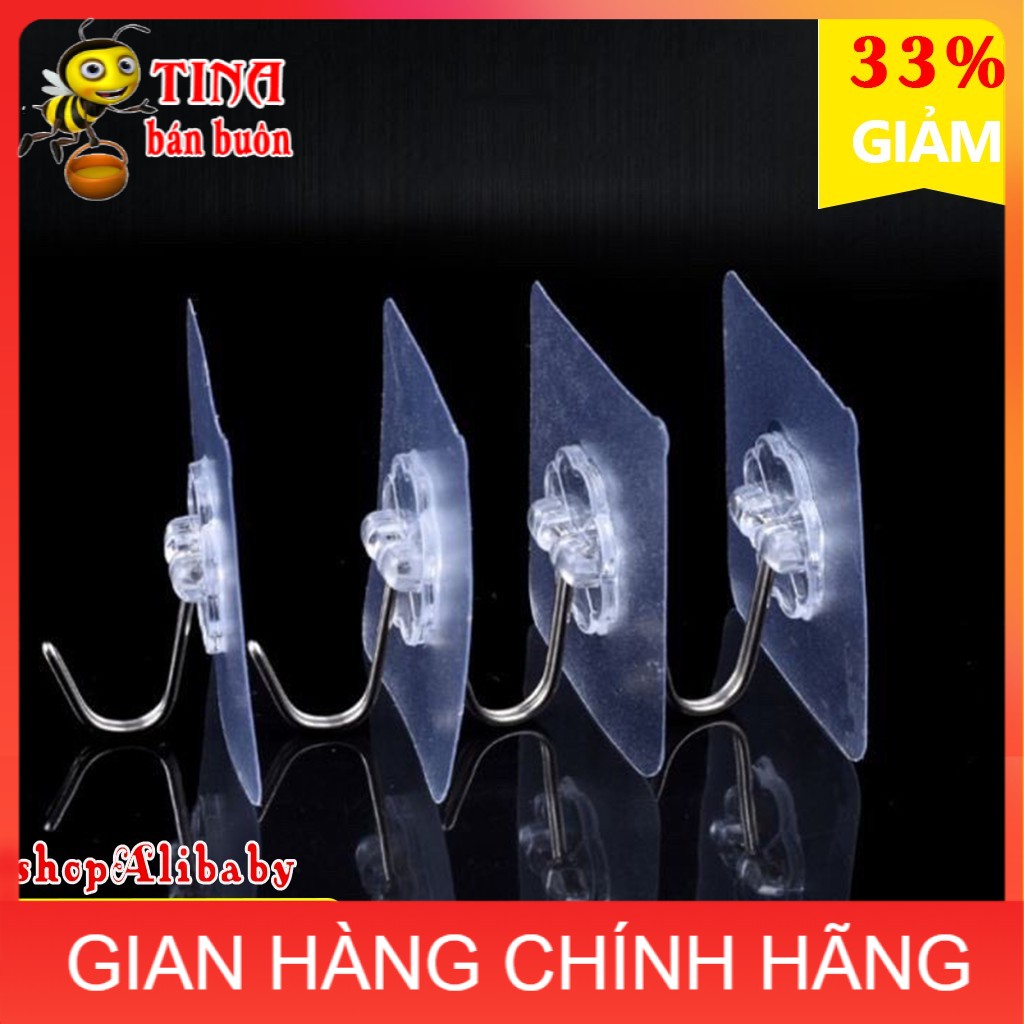 2 Móc dán tường siêu dính 6x6cm trong suốt chịu lực E183