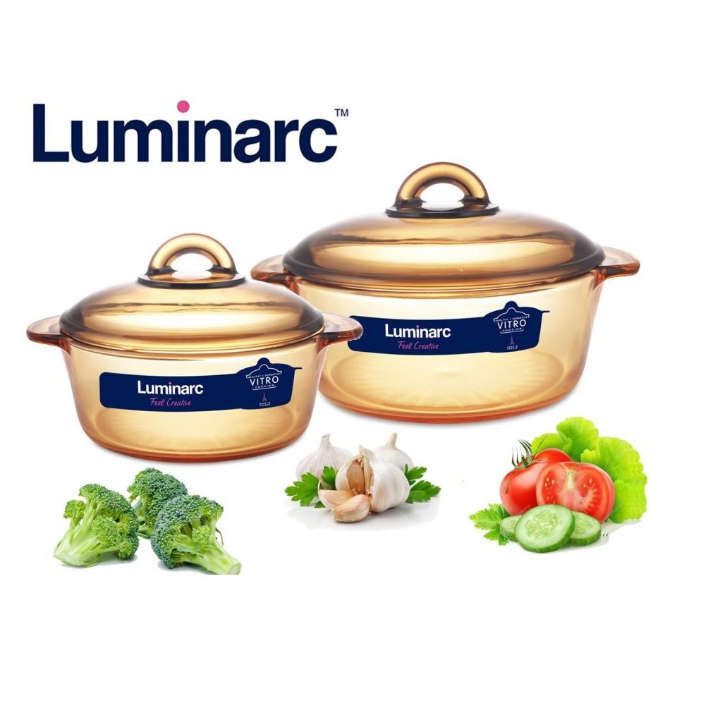 Combo 2 nồi thủy tinh cao cấp Luminarc Vitro Blooming Amberline 1,5L /3L