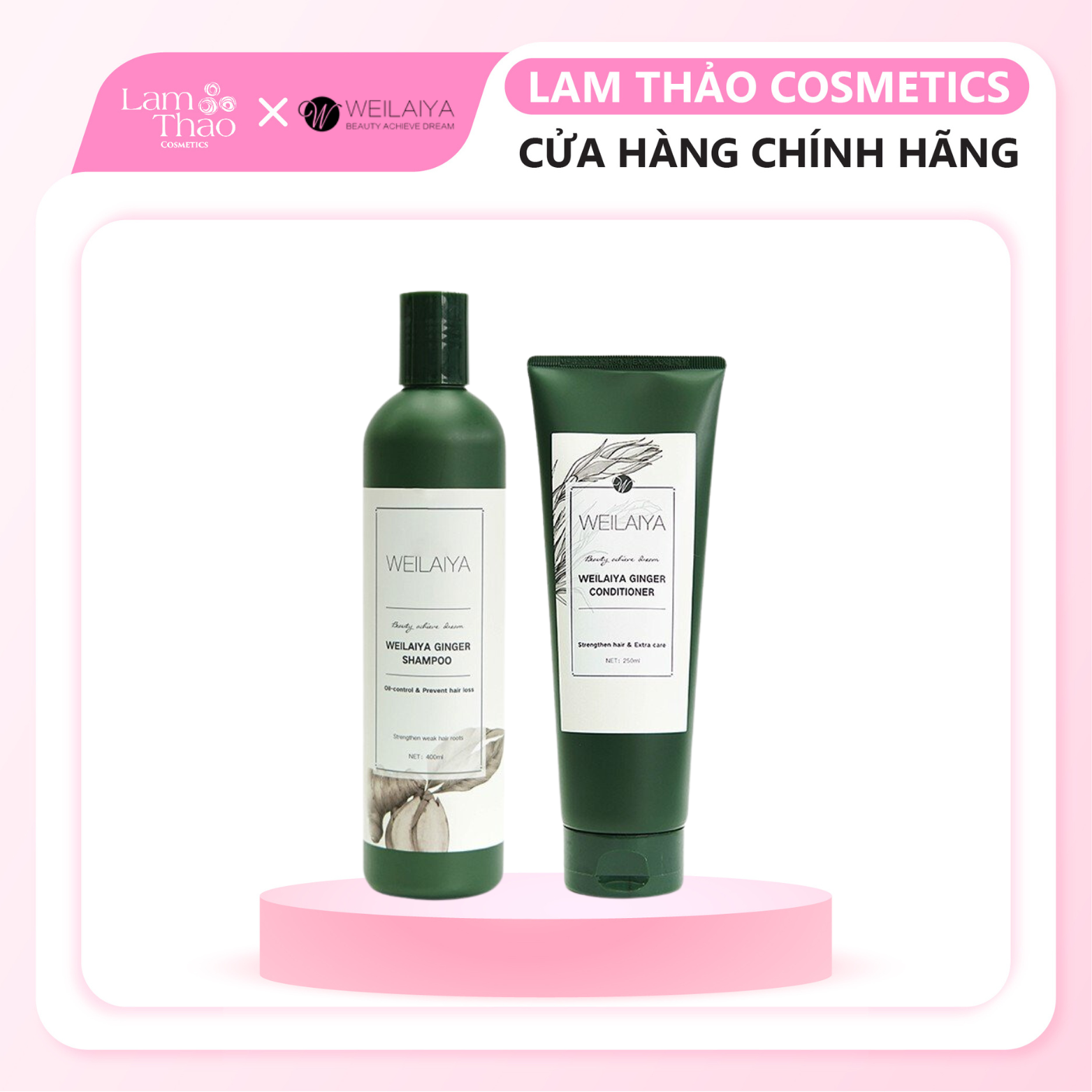 Bộ Dầu Gội Và Xã Gừng Weilaiya Hair Strength Shampoo & Conditioner