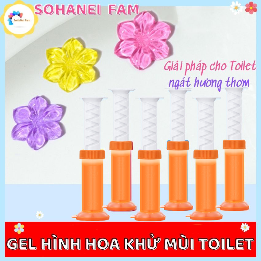 [HCM][THIẾT KẾ MỚI 11 HOA] Gel Khử Mùi Diệt Khuẩn Bồn Cầu Hình Hoa Hương Thơm Dễ Chịu [MÀU CAM -HƯƠNG CAM] - SOHANEI FAM - Gel Thơm Khử Mùi Toilet Gel Tẩy Bồn Cầu