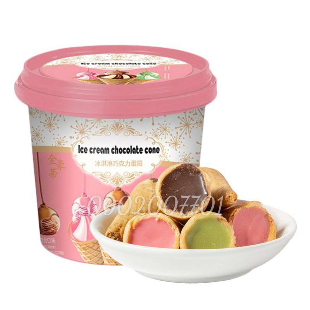 Bánh kem ốc quế mix 3 vị đài loan xô 158gr - đồ ăn vặt