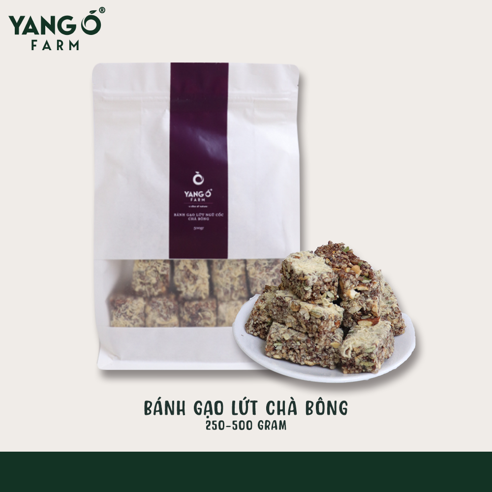 Bánh gạo lứt ăn kiêng yang o farm - thanh gạo lứt ngũ cốc vị chà bông