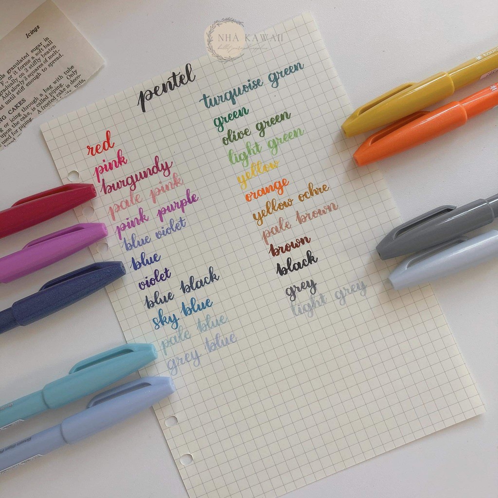 Bút Viết Thư Pháp, Calligraphy Pentel Brush Sign Pen (Màu Pastel)