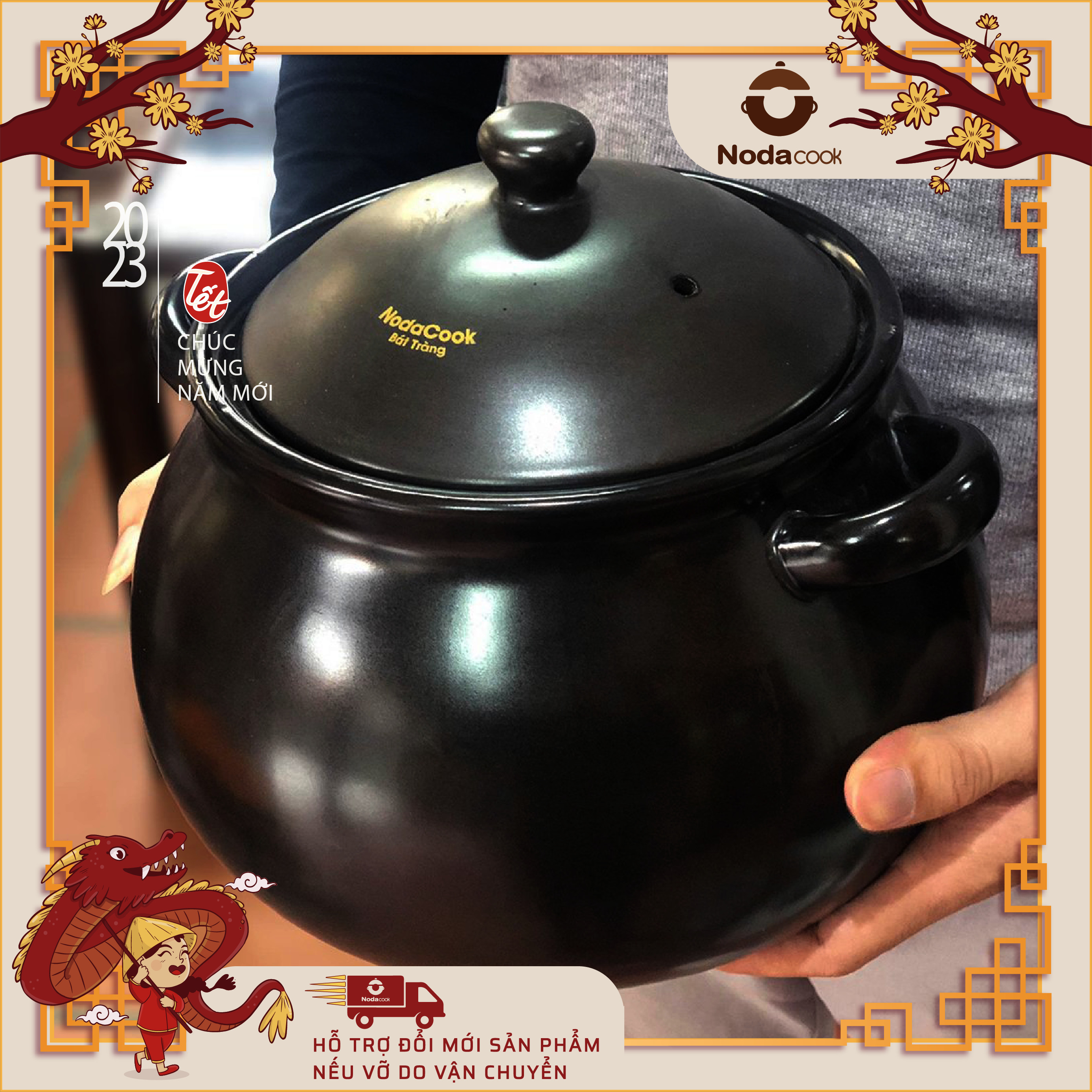 Clay cooking pot hand made NodaCook capacity 5 liter