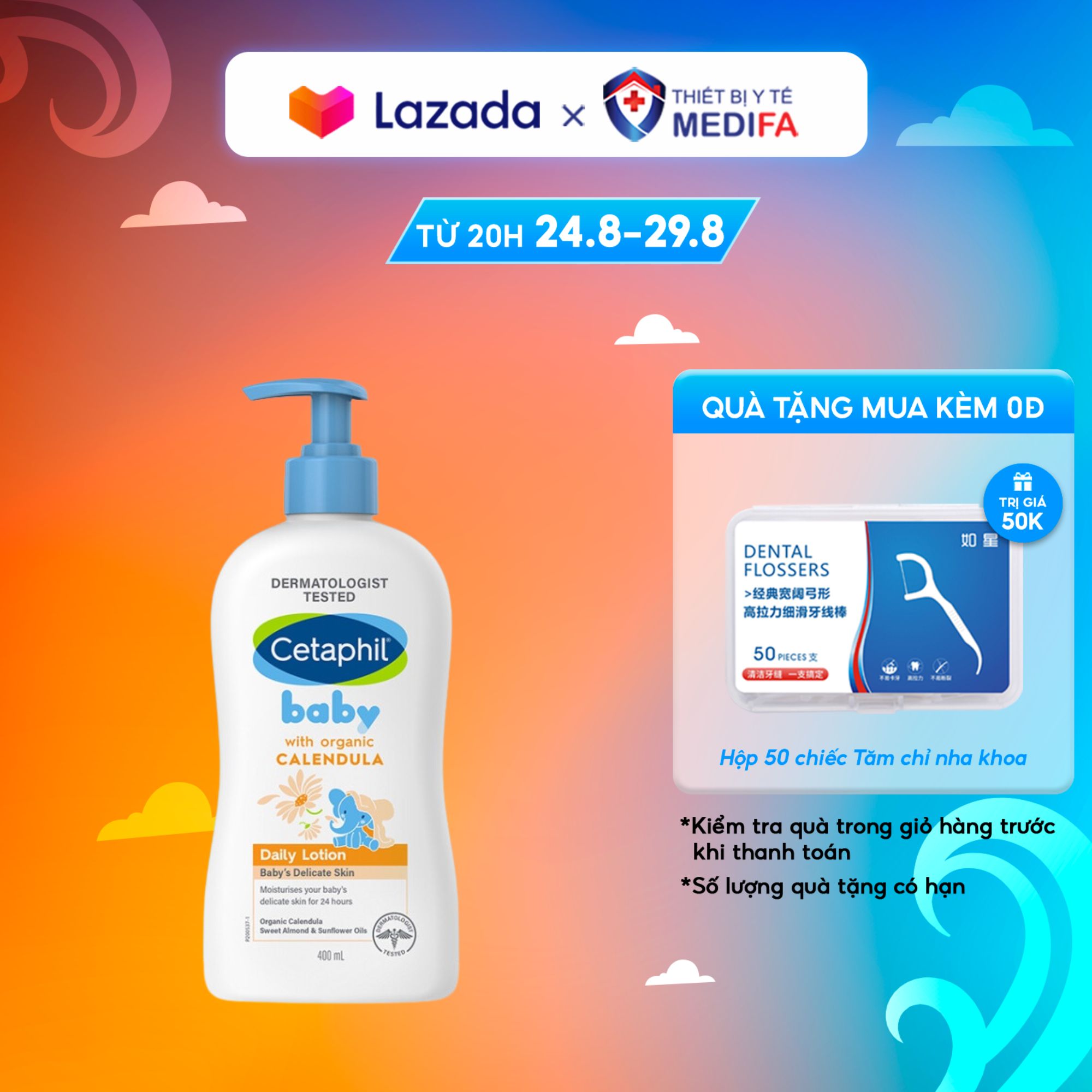 Sữa dưỡng thể Cetaphil dịu lành hằng ngày cho bé Baby Daily Lotion with Organic Calendula 400ml - Sữa dưỡng ẩm cho trẻ em
