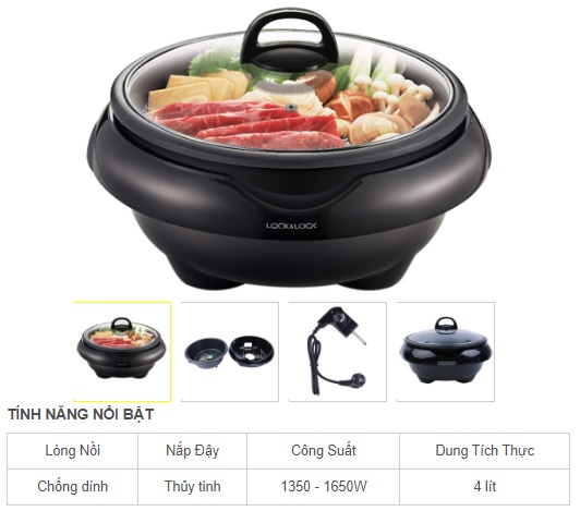 Nồi lẩu nướng điện đa năng Lock&Lock 5Lit