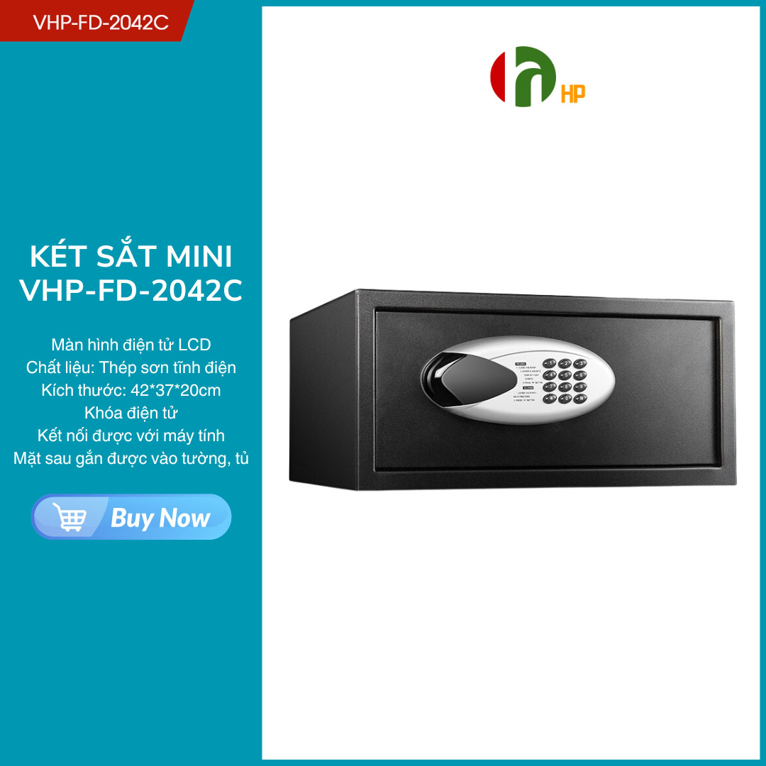 Két sắt thông minh Hồng Phát có khóa điện tử, Két sắt mini chống cháy an toàn, khách sạn - VHP-FD-2042C