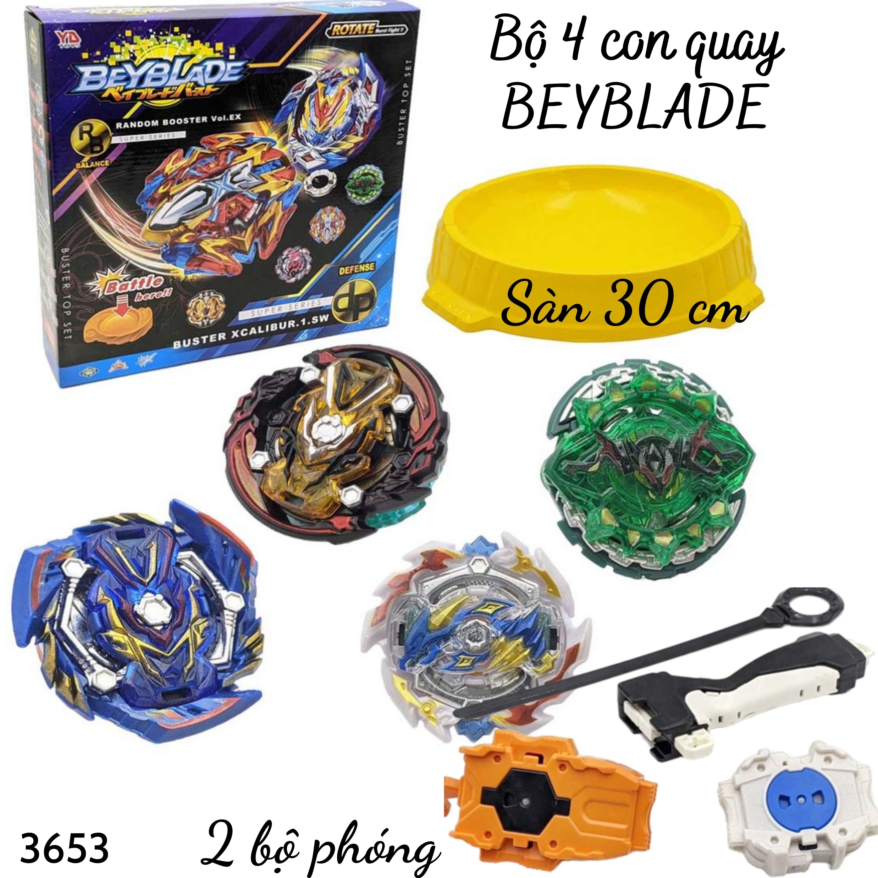 Con quay gyro warrior, 4 con quay, 2 tay phóng + 1 sàn đấu