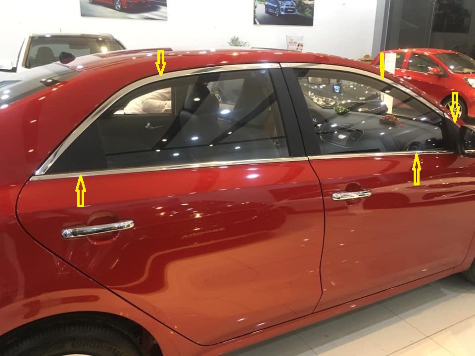 Ốp Viền Cong + Nẹp Chân Kính Inox Xe Kia Soluto   2020, 2021 - Chất Liệu Inox 304 Sáng Bóng, Phụ Kiện Trang Trí Ngoại Thất Tuyệt Vời Cho Xe