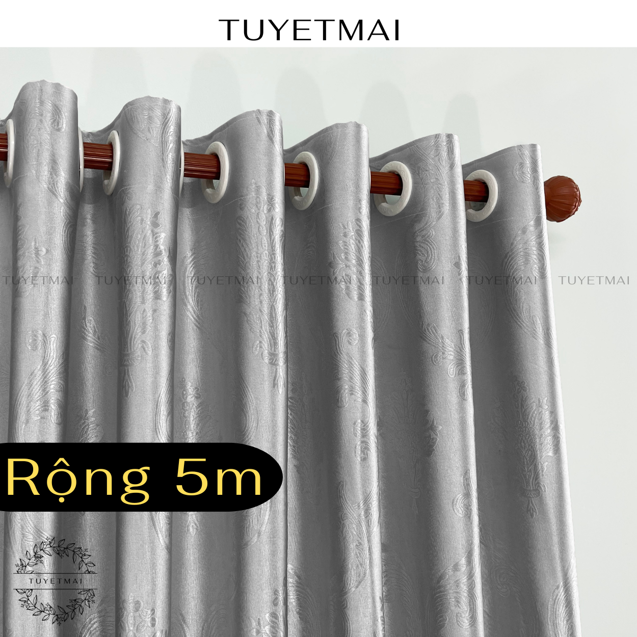  TM26 - Rèm cửa đẹp treo cửa chính ngăn phòng - Màu trắng xám 