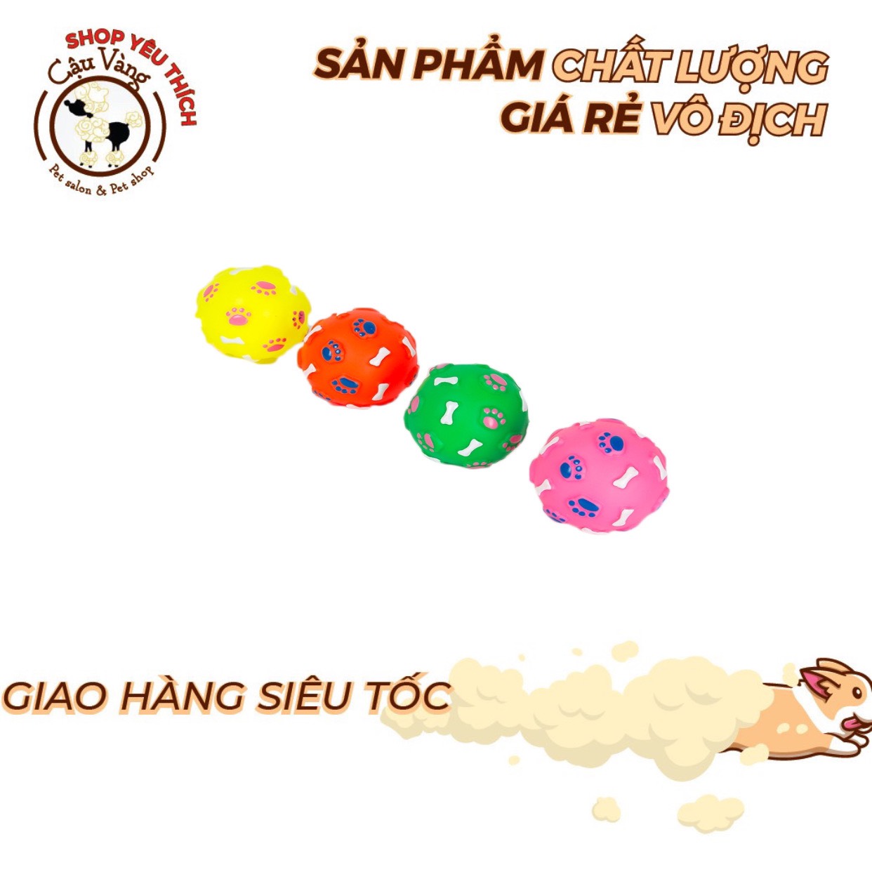 Bóng cao su dấu chân - Đồ chơi cho chó mèo thú cưng