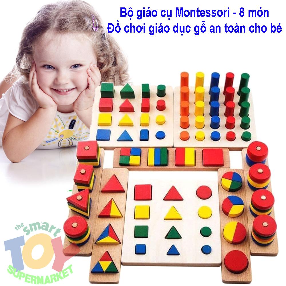 Bộ Đồ Chơi 8 Món Giáo Cụ Montessori – Giúp Trẻ Phát triển Trí Tuệ Về Hình Học Toán Học