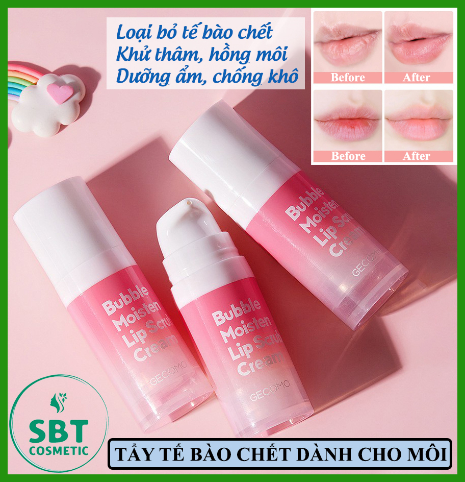 Kem Tẩy Tế Bào Chết Dưỡng Ẩm Sủi Bọt GECOMO Bubble Moisten Lip Scrub Cream 12g – Sạch Tế Bào Chết Vùng Môi, Dưỡng Ẩm Hiệu Quả