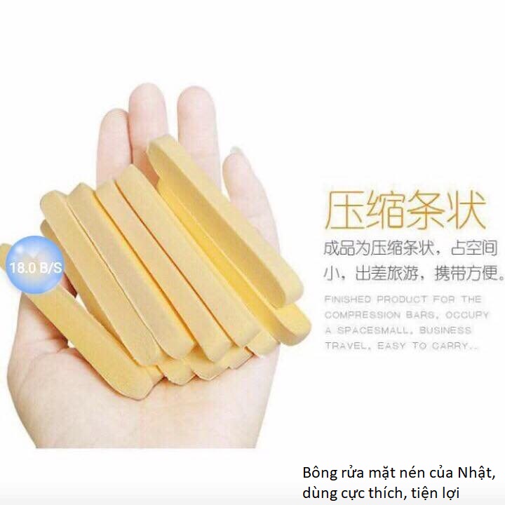 Bông mút rửa mặt nén Chivey Nhật hàng chuẩn thiên nhiên 12 miếng thân thiện với làn da làm sạch tế bào chết