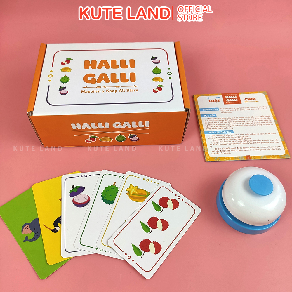 Bộ Board Game bài hoa quả Halli Galli Việt Hóa vui nhộn hộp cứng giải trí
