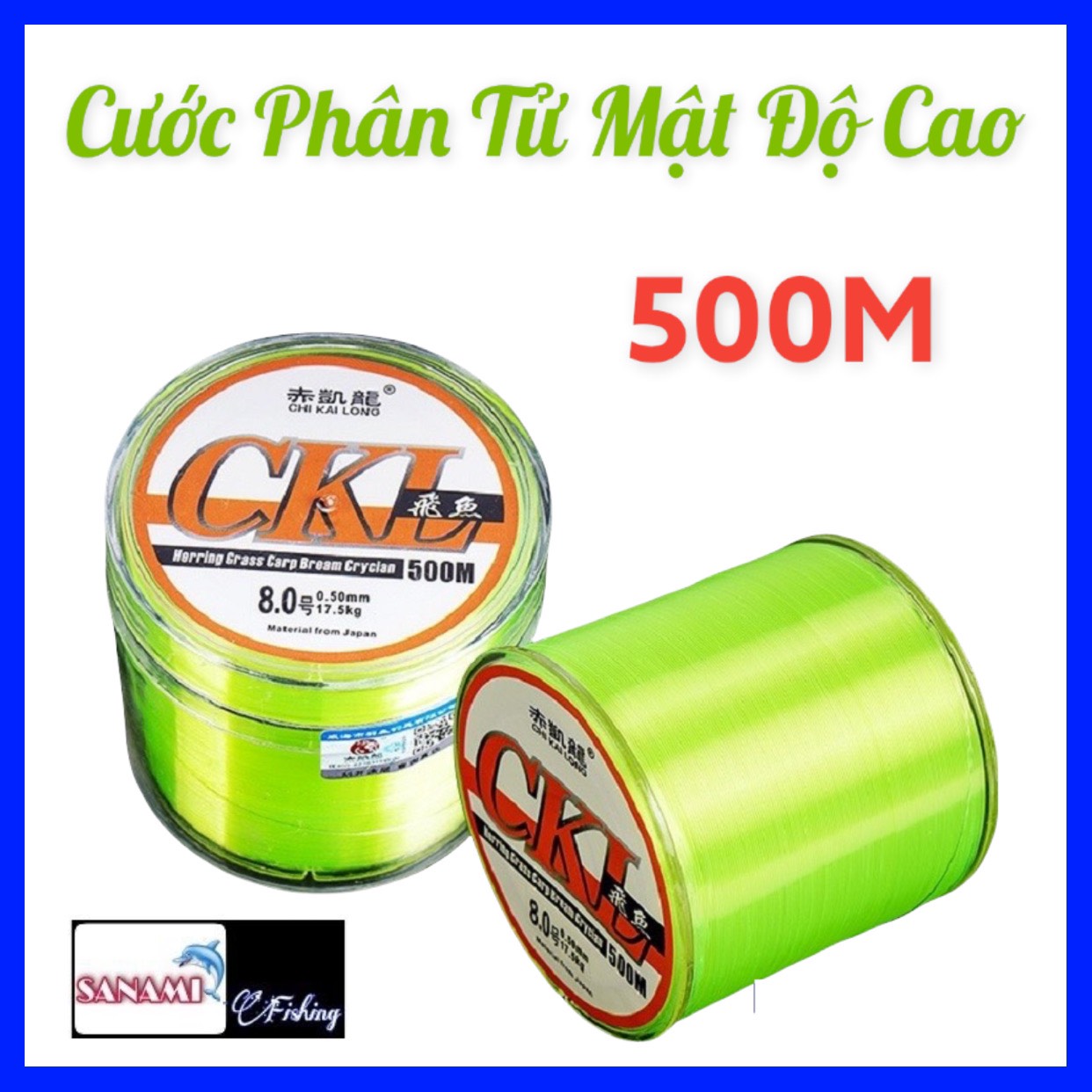 Cước Câu Cá Siêu Bền CKL Nhật Bản 500m vô cùng dẻo dai, độ bền cao, đủ 500m, tải tốt, chống cắt, chìm nhanh DCR2 - SANAMI FISHING