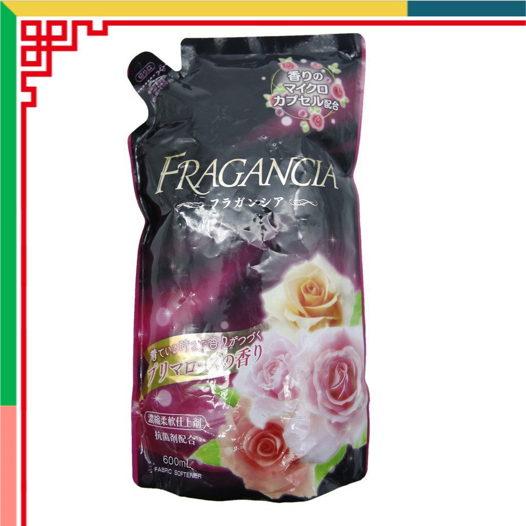 Nước xả vải hương hoa hồng fragancia dạng túi rocket nhật bản 600ml