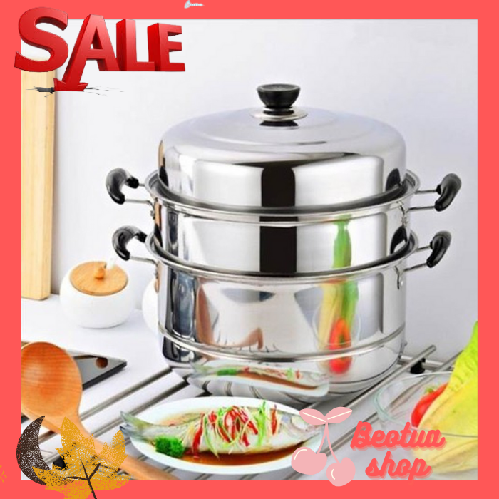 Nồi hấp inox 3 tầng đường kính 28 cm trên mọi loại bếp, nồi hâp tiện lợi , nồi hấp
