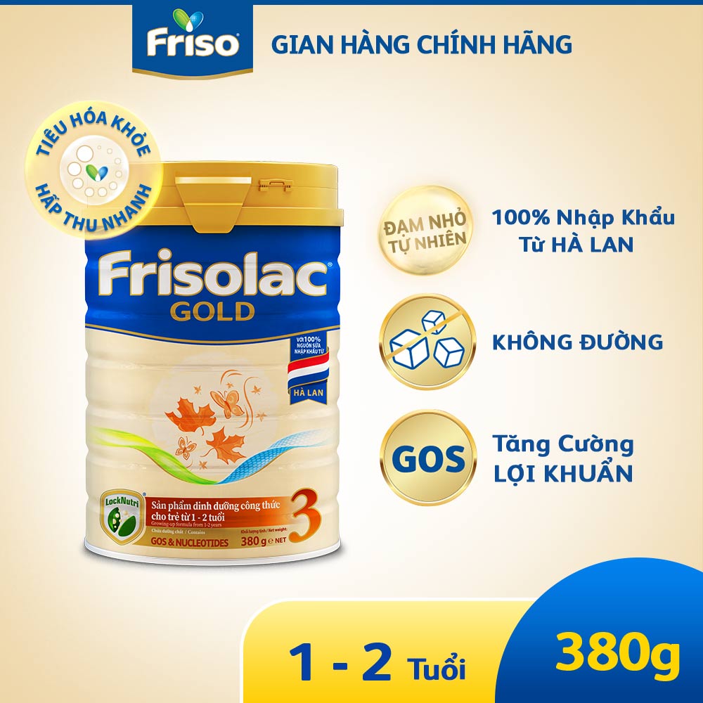 [FREESHIP TOÀN QUỐC] Sữa Bột Frisolac Gold 3 lon thiếc 380G-cho trẻ từ 12-24 tháng tuổi