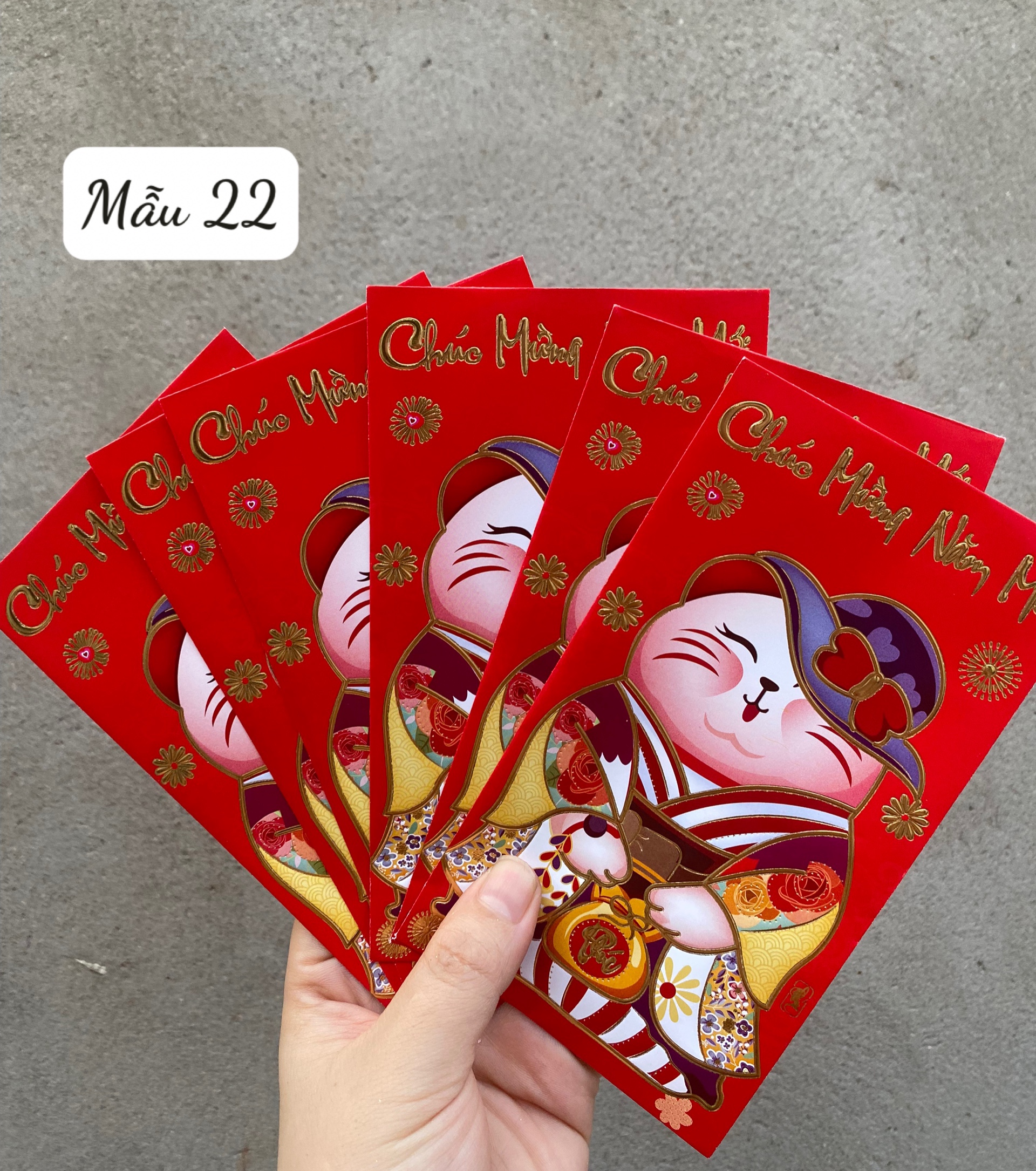 Bao lì xì tết việt 2023 - mẫu bao lì xì truyền thống -1 xấp 6 cái