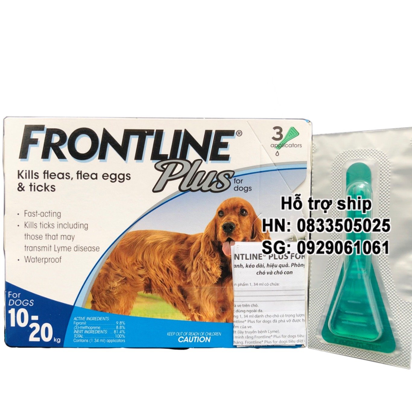 Hanpet - Frontline Plus nhỏ gáy hết ve rận, bọ chét cho chó (size 10-20kg) - Lẻ 1 tuyp. ( 1 tubes. no box)