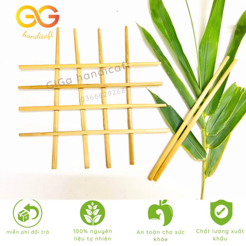 Bộ 10 đôi đũa tre chống mốc sử dụng cho gia đình, đũa tre tự nhiên kháng khuẩn- Giga Handicraf