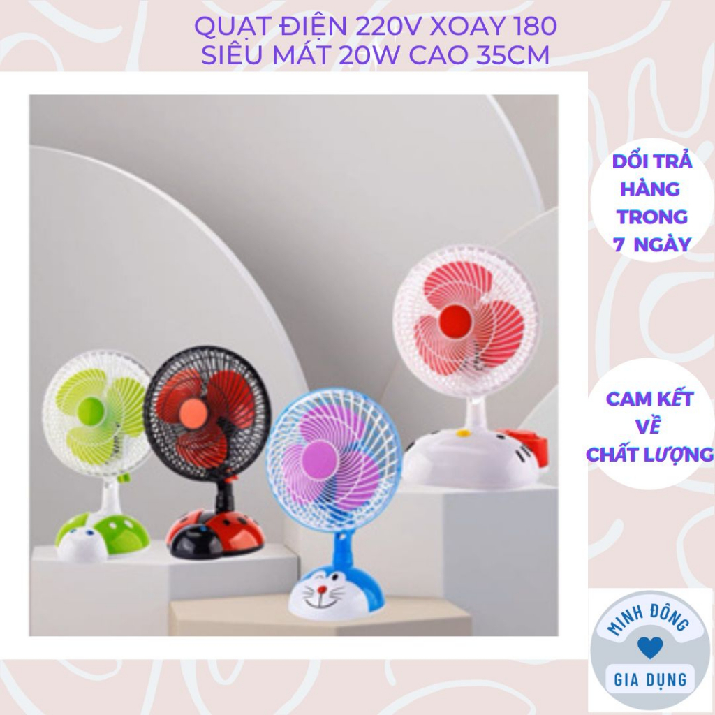Quạt Cắm Điện Để Bàn Hình Thú Xoay 180 Độ 2 Tốc Độ Gió Cực Mát Bảo Hành 1 Tháng Lỗi 1 Đổi 1