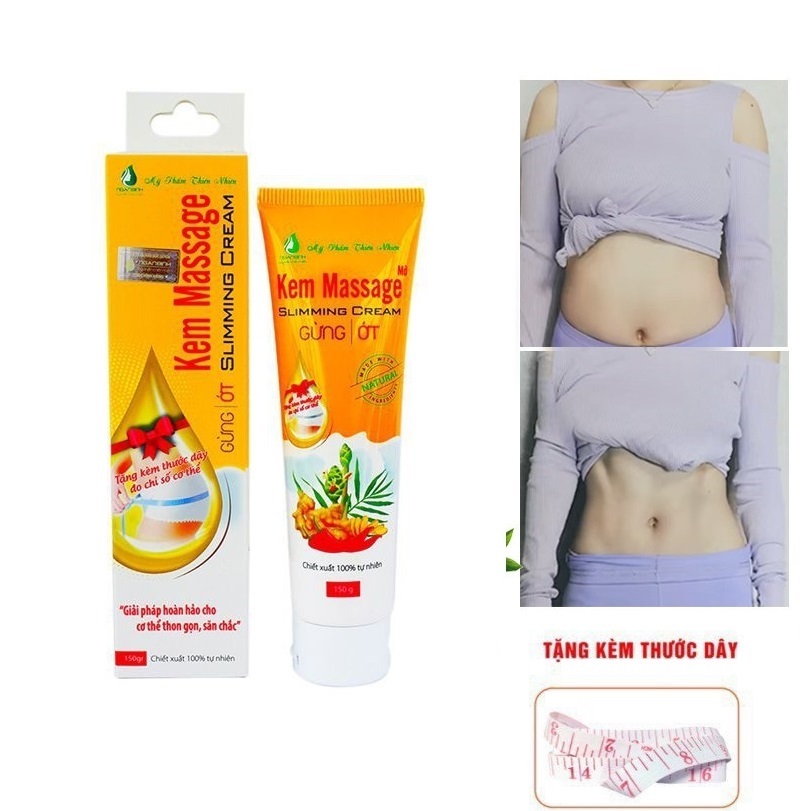 Kem tan mỡ bụng cấp tốc gừng ớt Chính Hãng giảm vòng eo cấp tốc sau 1 tháng [HÀNG CHUẨN 100%] Kem Tan Mỡ Ngân Bình Cao Cấp + Tặng Thước Dây Đo _ Hộp to 150gr _ Chính Hãng Ngân Bình (Kem tan mỡ gừng ớt Gia truyền)