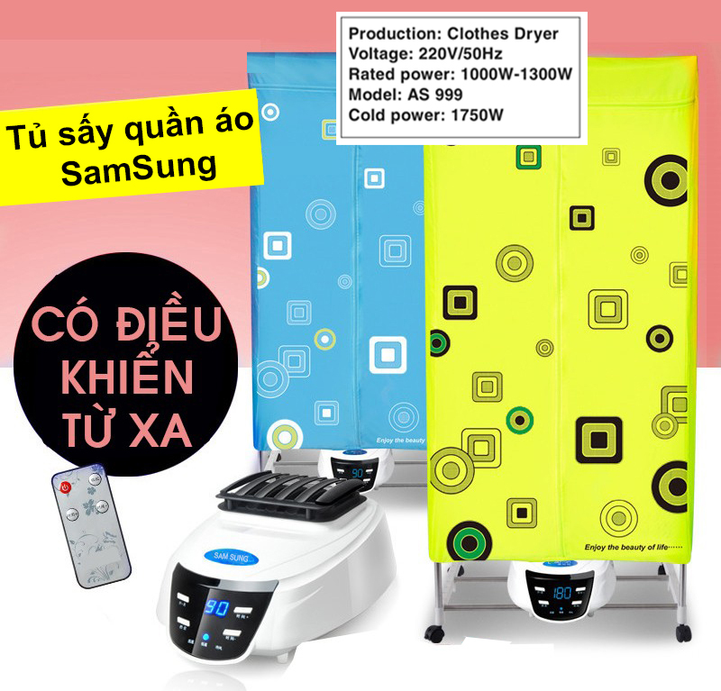 [ SẢ KHO BÁN LỖ ] Tủ Sấy Quần Áo Samsung 2 Tầng Khung INOX Mẫu Mới Có Điều Khiển Từ Xa Tiện Lợi,Dùng Tia UV Sấy Khô Quần Áo Cực Kì Tiết Kiệm Điện, Dung Tích Chứa 15Kg Quần Áo, Dùng Thích Hơn Tủ HD-882F. Bảo Hành 2 Năm Toàn Quốc