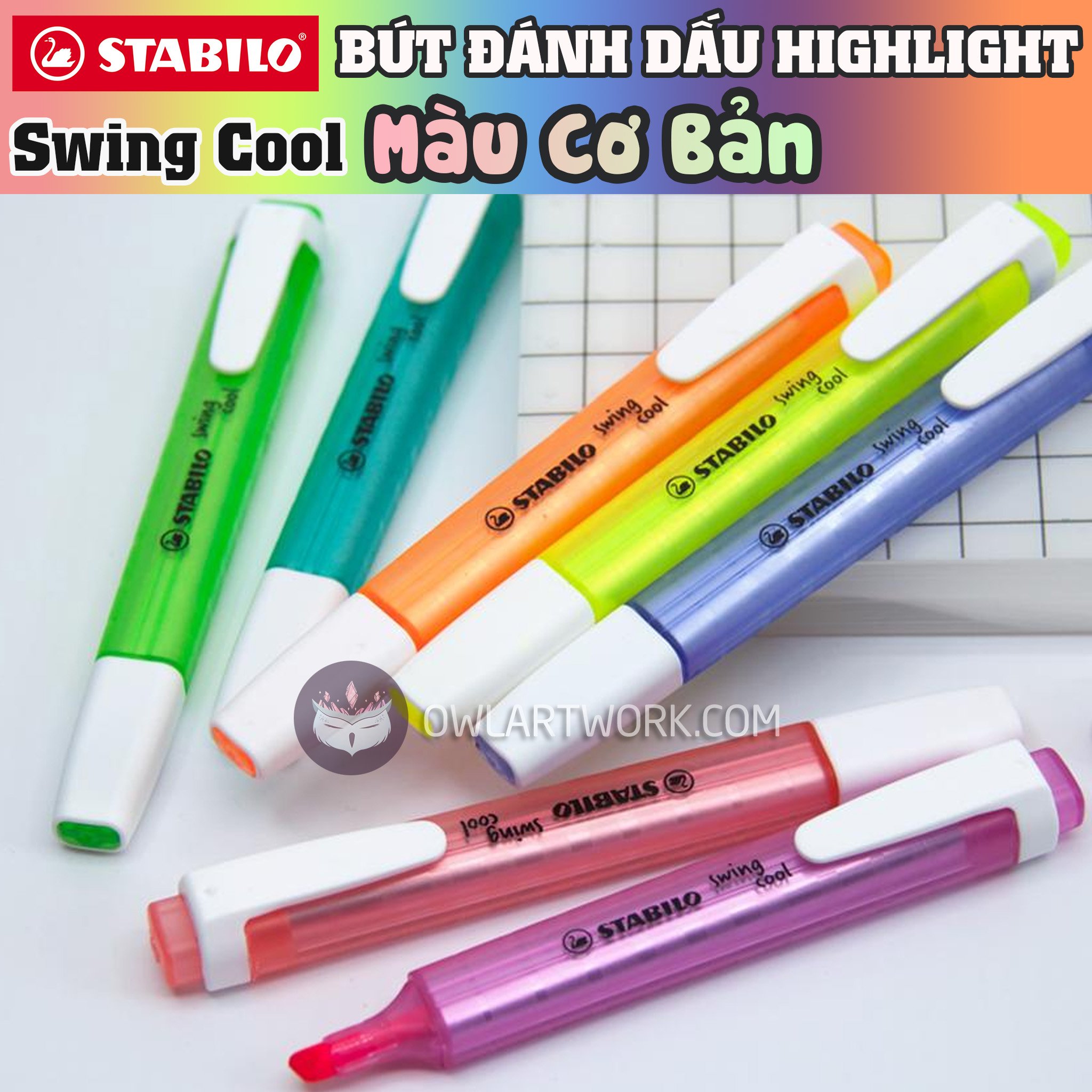 [HCM]Bút Dạ Đánh Dấu Stabilo Swing Cool Highlighter - Màu Basic (Made In Germany)