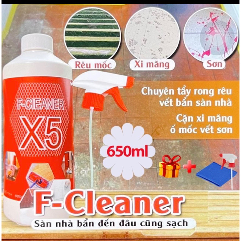 DUNG DỊCH TẨY TRẮNG SÀN NHÀ, GẠCH MEN, BỒ SỨ ĐA NĂNG SIÊU SẠCH  F- CLEANER 500ML