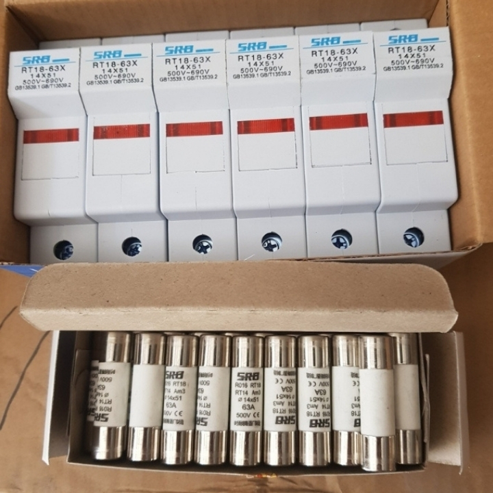 Bộ cầu chì sứ RT18-63X có đèn gồm vỏ chì và ruột chì sứ 32A, 40A, 50A, 63A lắp trên thanh ray 35mm chất lượng tốt