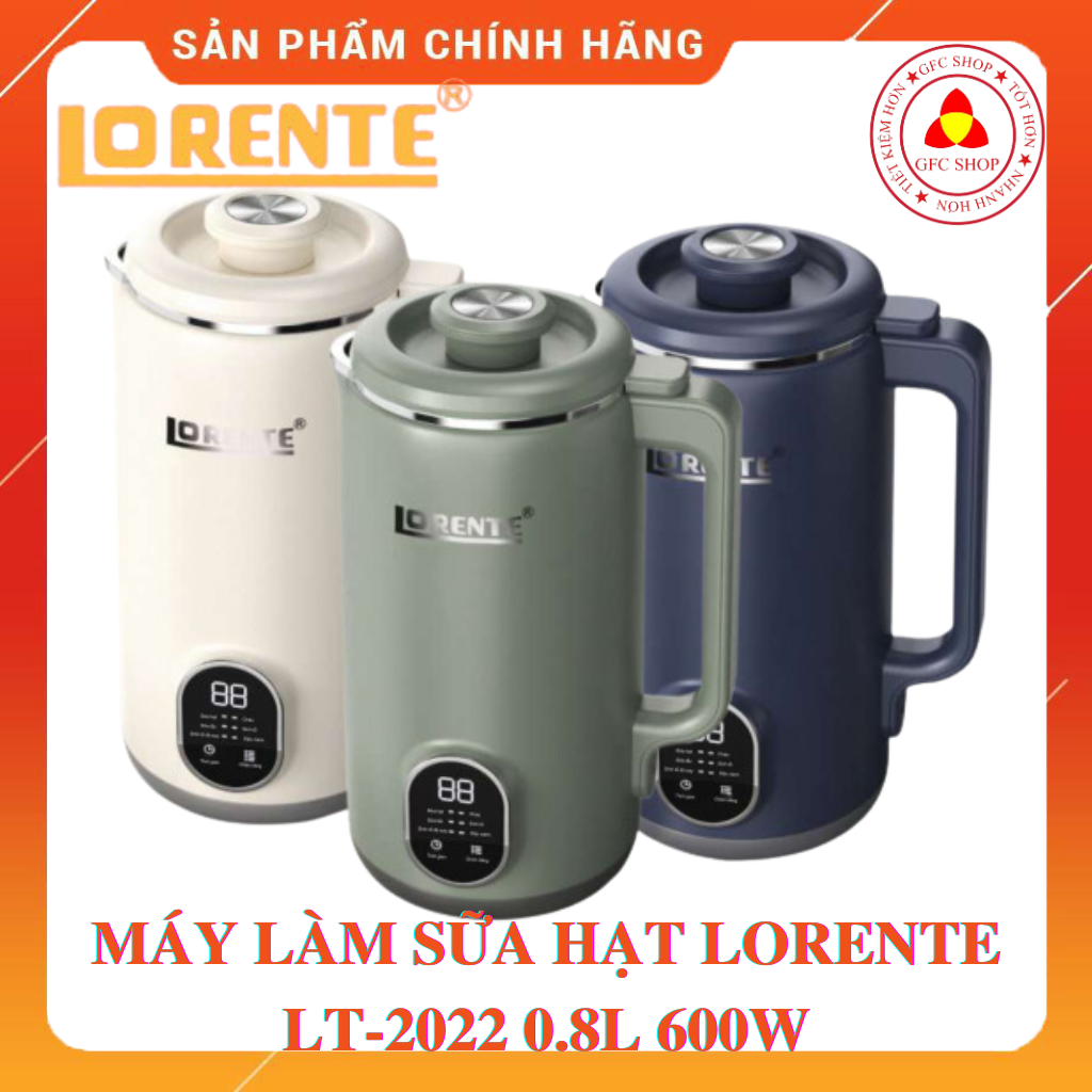 Máy xay nấu sữa hạt mini cao cấp Lorente LT-2022 600W dung tích 0.8 Lít, 6 lưỡi dao - Hàng chính hãng, 6 chức năng (Màu ngẫu nhiên)