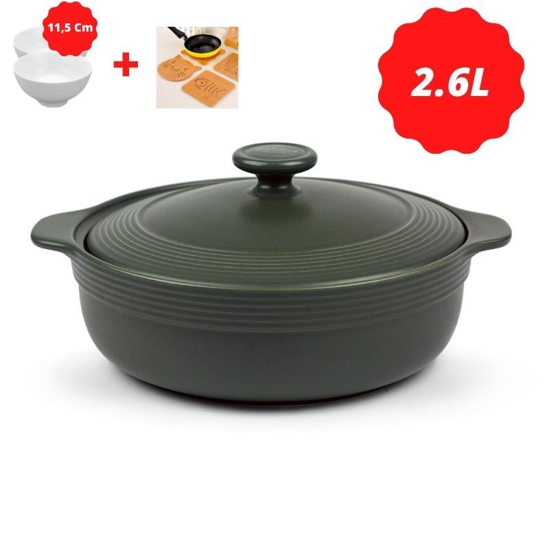 [HCM][Tặng chén cơm 115 cm và lót nồi bằng tre]Nồi sứ dưỡng sinh 2 quai Minh Long I (2.6L)