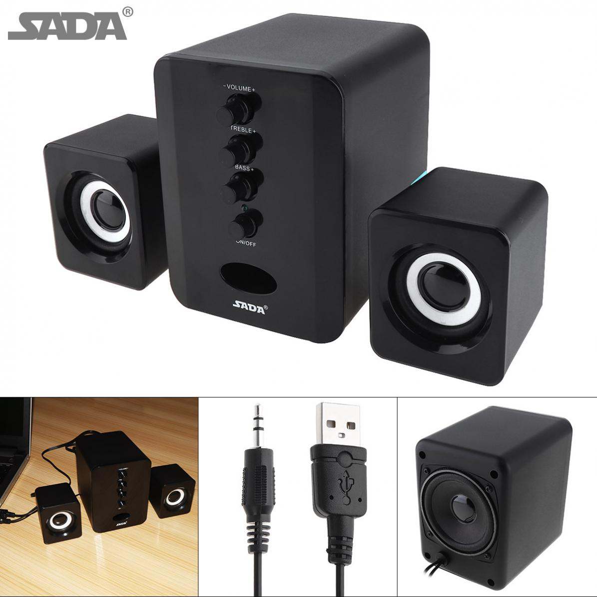 Loa máy tính SADA D-203 3D Stereo USB có dây Kết hợp mini Loa siêu trầm Loa di động Loa PC cho TV điện thoại.