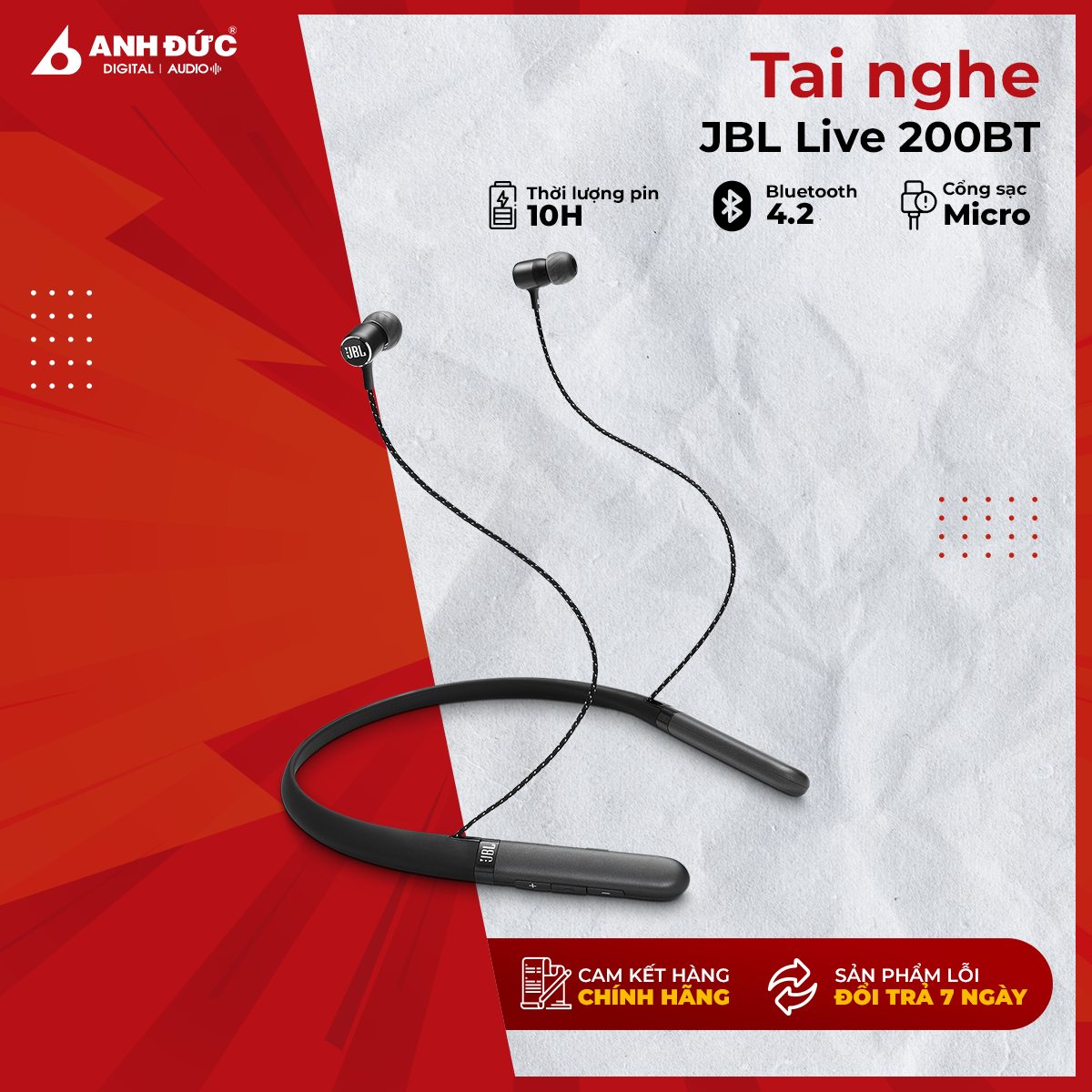 Tai nghe jbl live 200bt - bảo hành toàn quốc 6 tháng