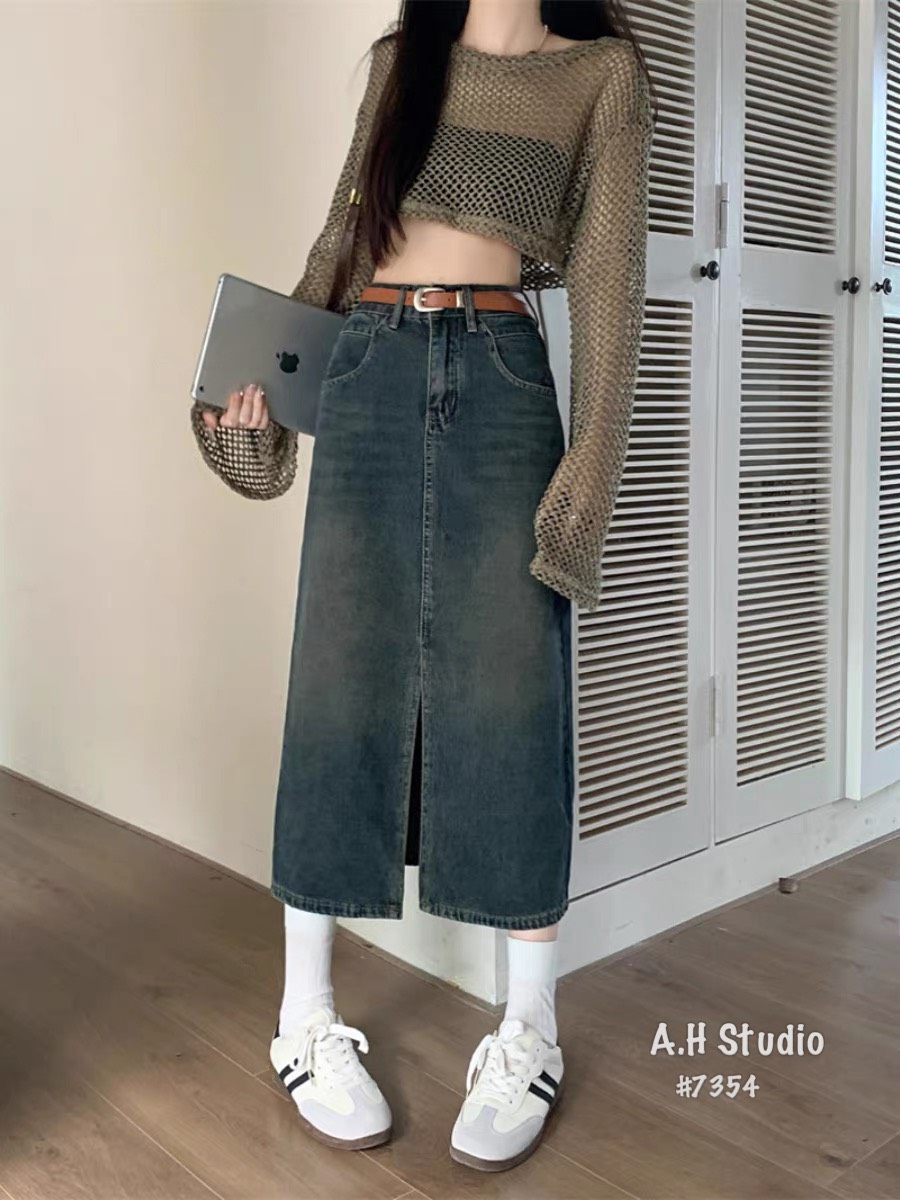 Chân váy jean emix dáng dài xẻ trước - chanvayjeankieu8682_p12k14
