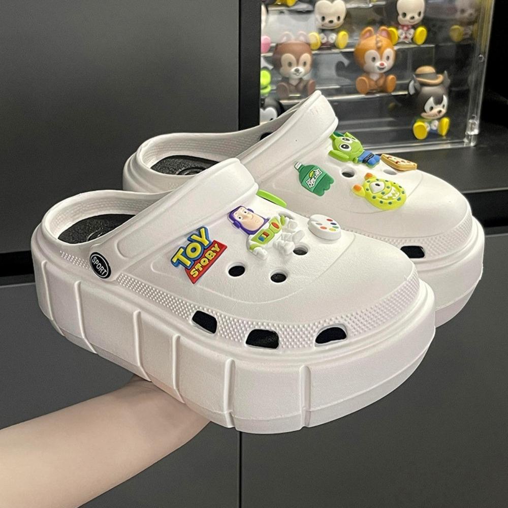 Dép ulzzang độn đế Cross nữ đế 6cm siêu nhẹ kèm Sticker dễ thương - dép bánh mì, Dép cross ,dép sục nữ nam duet hàn quốc