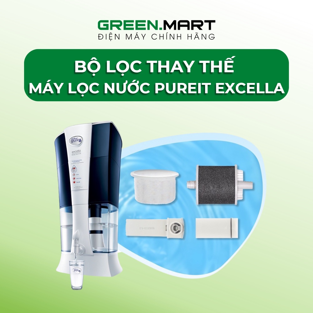Bộ 4 lõi lọc Pureit Excella thay thế máy lọc nước Pureit Excella lọc cặn diệt khuẩn than hoạt tính công suất 3000L | Hàng chính hãng