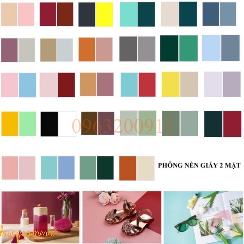 Phông nền chụp ảnh sản phẩm 2 mặt giấy màu trơn