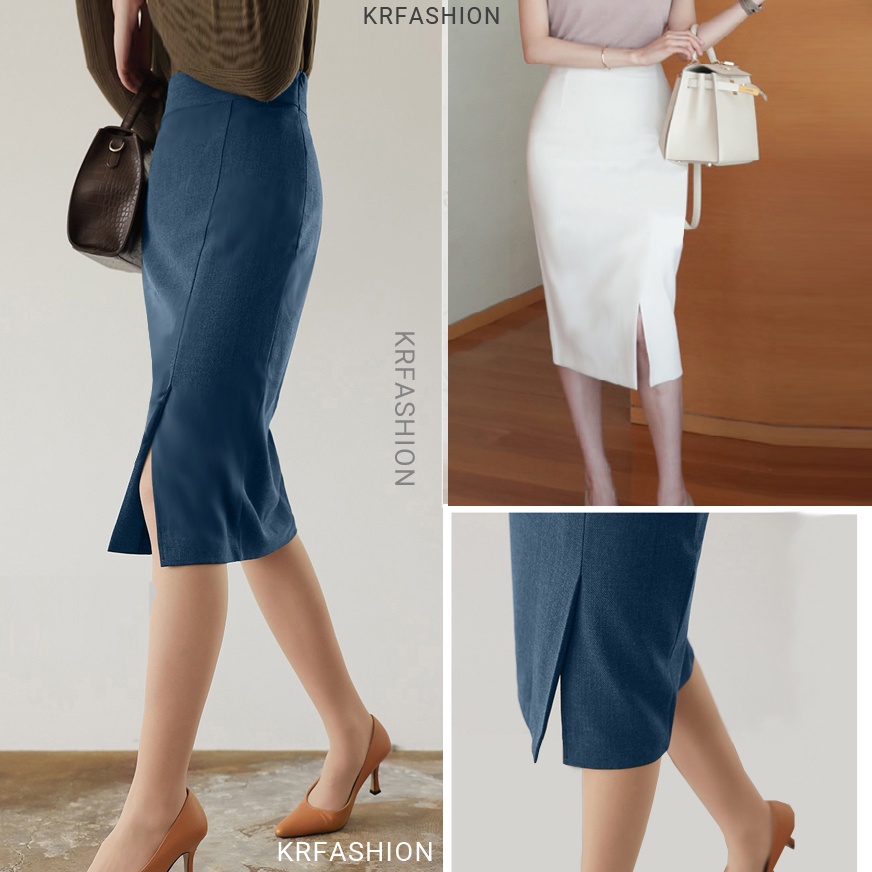 Chân váy công sở dáng dài Xẻ Trước SK109- Váy 2 lớp, KRfashion bút chì Cao cấp style Hàn Quốc đẹp thanh lịch