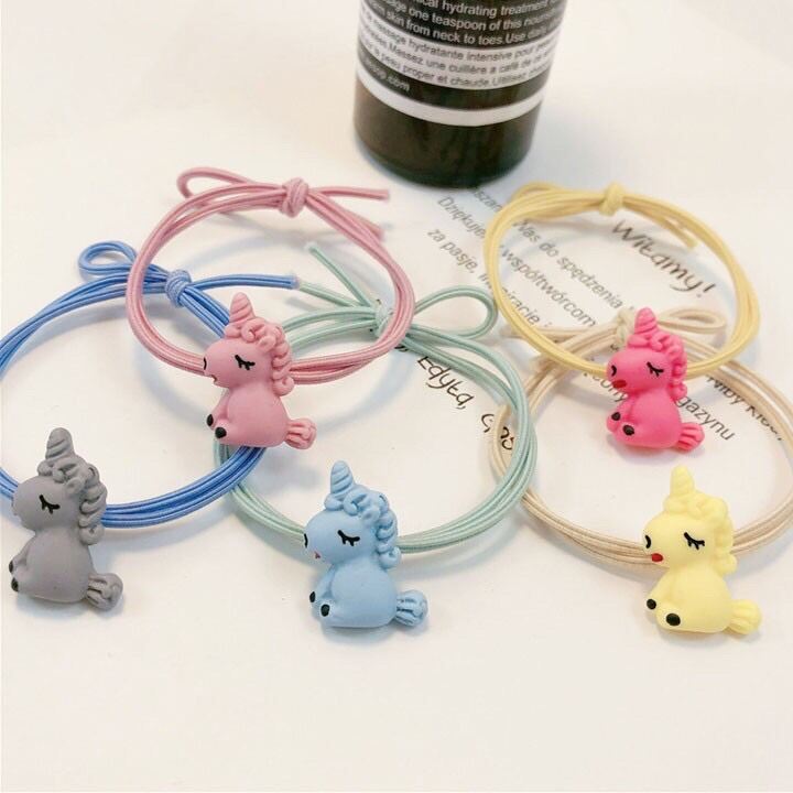 Set 5 sợi dây cột tóc nữ hình unicorn so cute dành cho bé gái